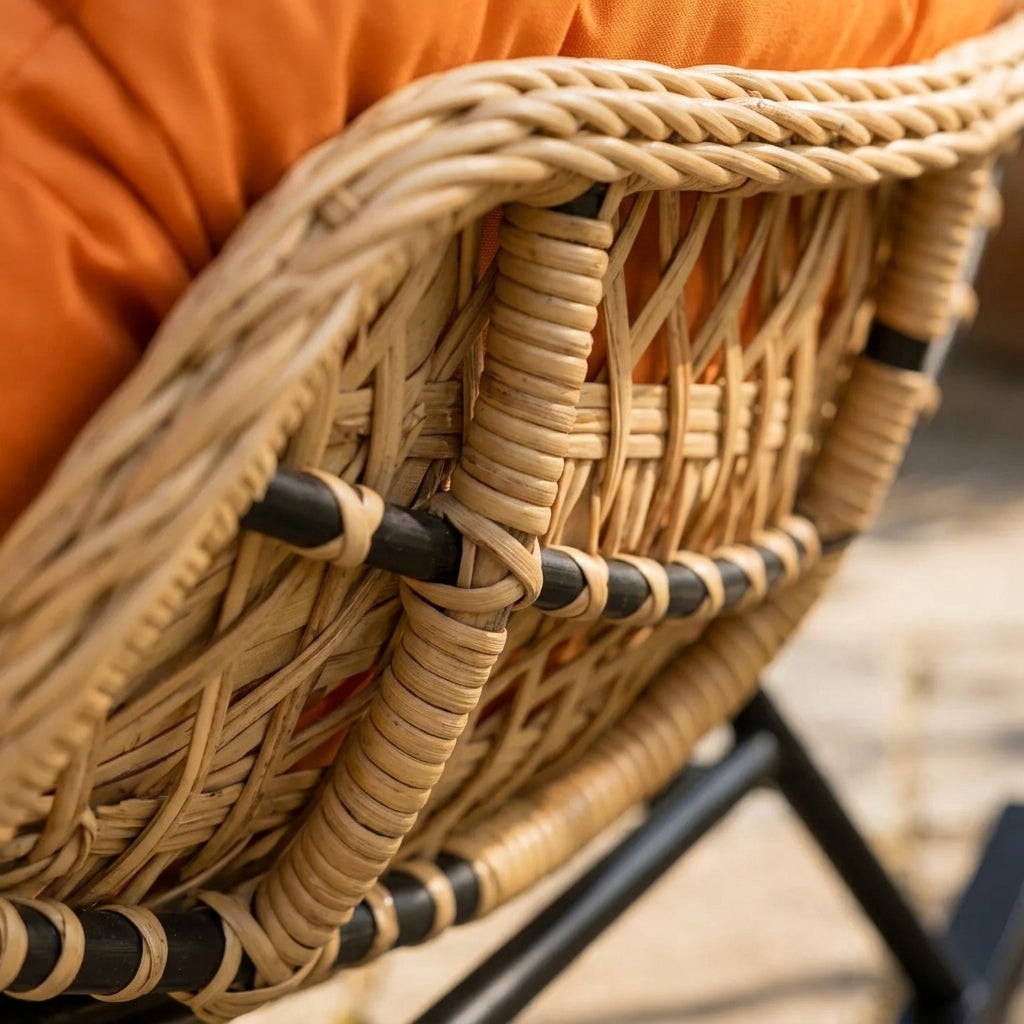 Papasan rattan rocking chair with thick cushion – product view 2