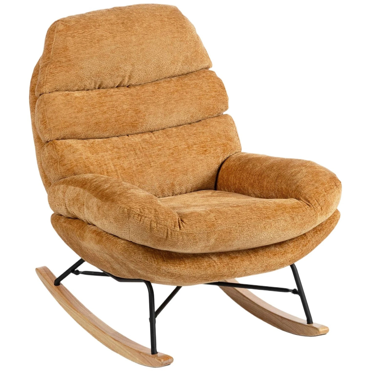 Wide-seat chenille cocoon rocking chair – product view 7