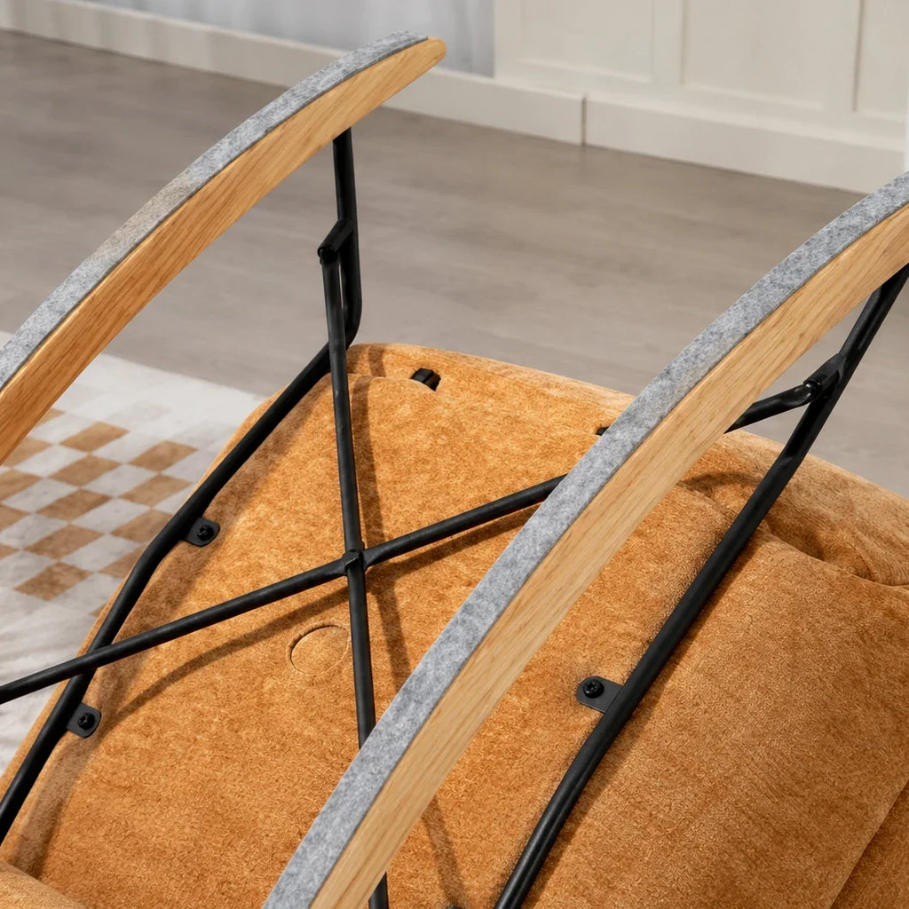 Wide-seat chenille cocoon rocking chair – product view 5