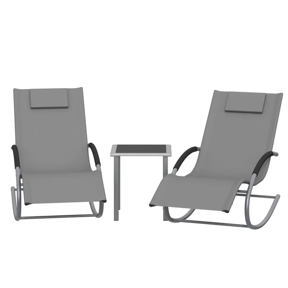 Outdoor rocking sun lounger set – Grey