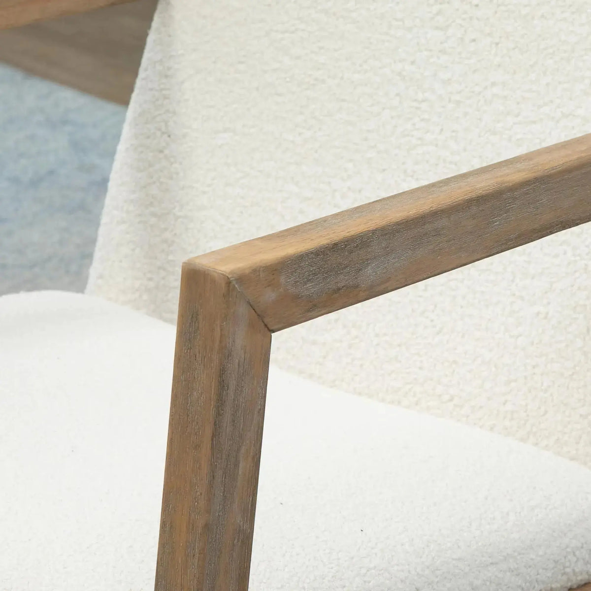 Nordic cream bouclé rocking chair – close-up detail