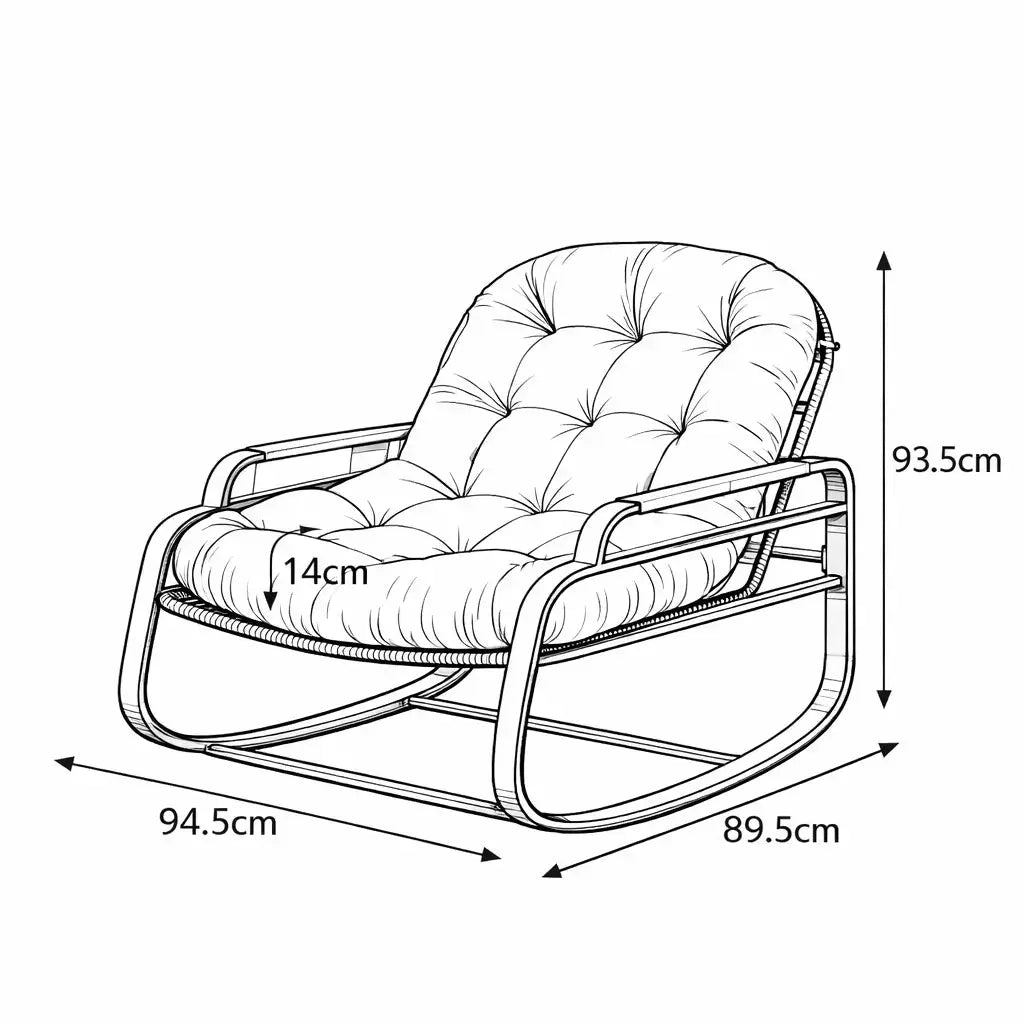 Outdoor rattan rocking chair – product view 3