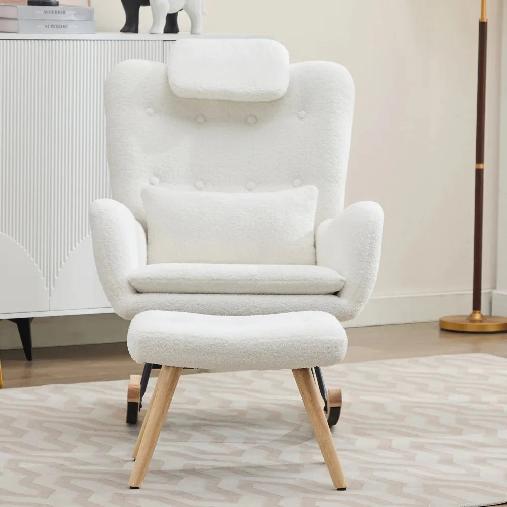 Cream teddy nursing rocking chair – close-up detail