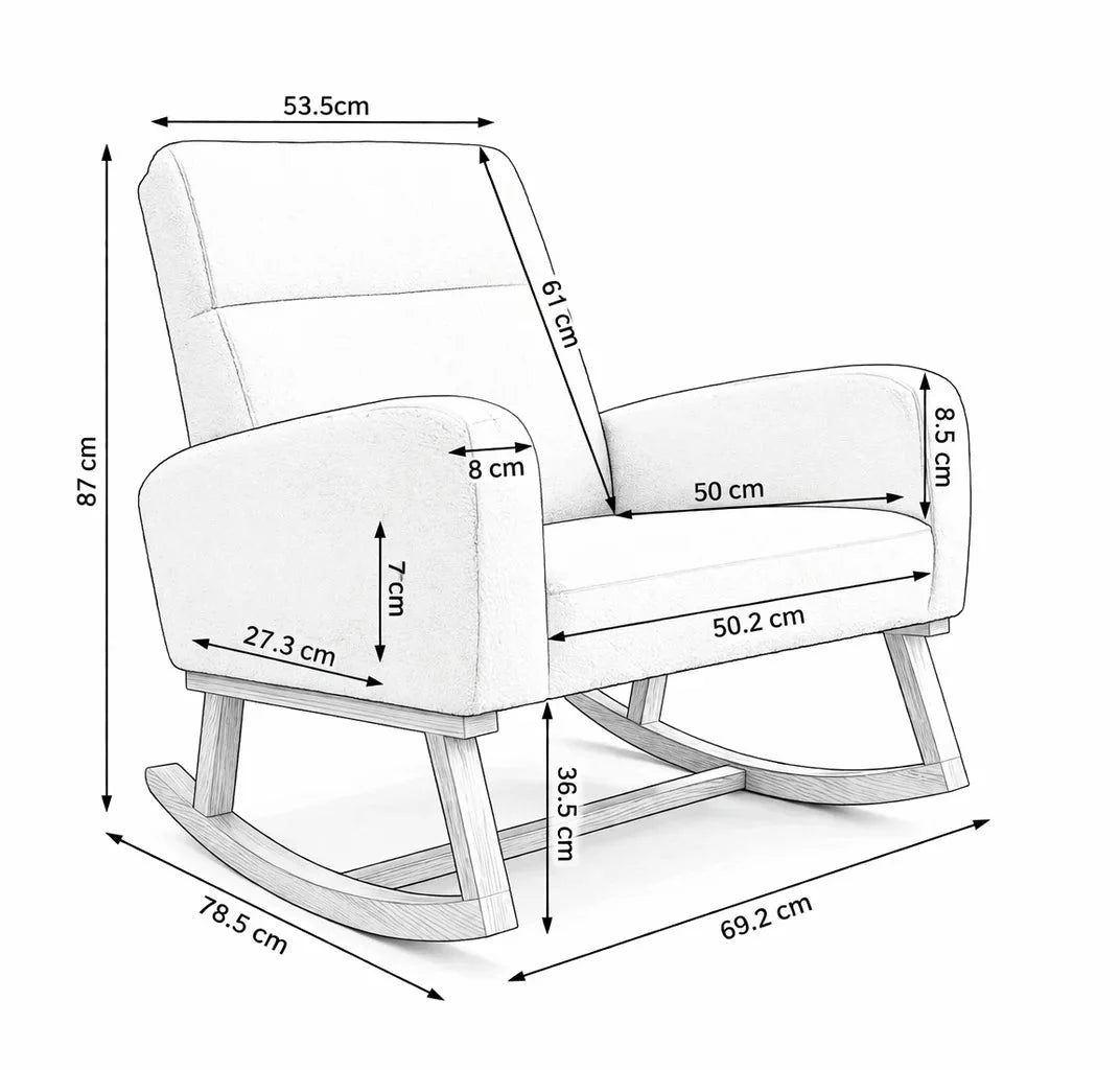 High-back teddy rocking chair – product view 7