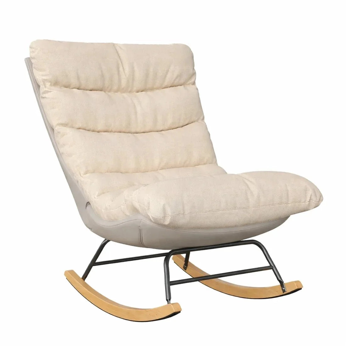 Beige padded cocoon rocking chair – product view 2
