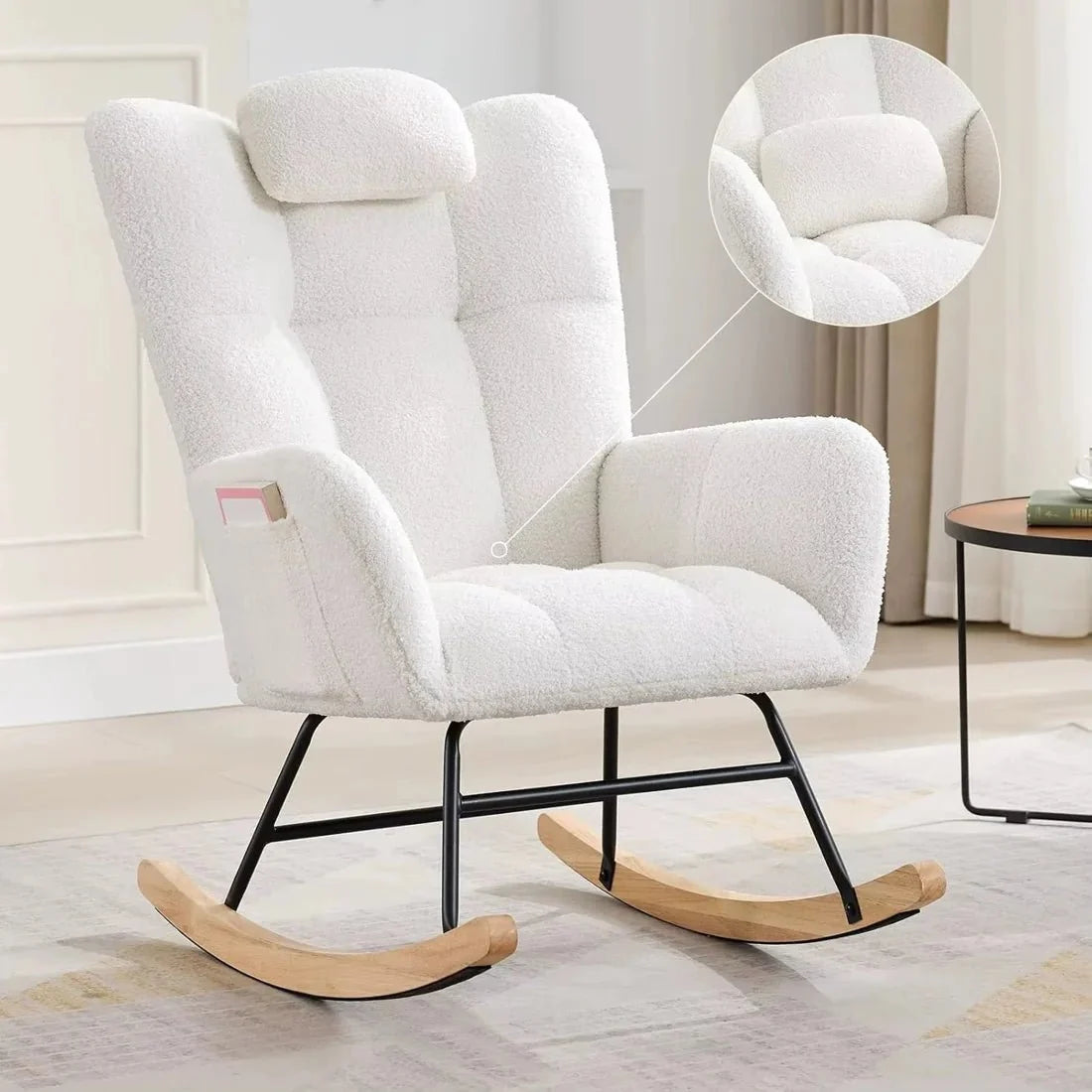 Wingback teddy rocking chair – product view 4