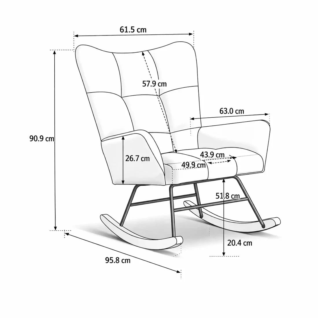 Scandinavian bouclé wingback rocking chair – product view