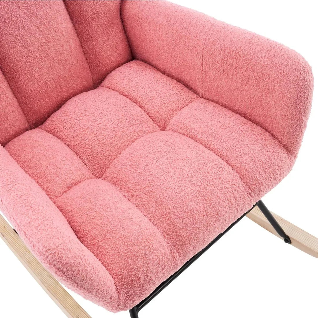Scandinavian bouclé wingback rocking chair – back view
