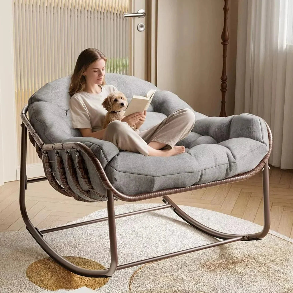 Oversized rattan egg rocking chair – product view