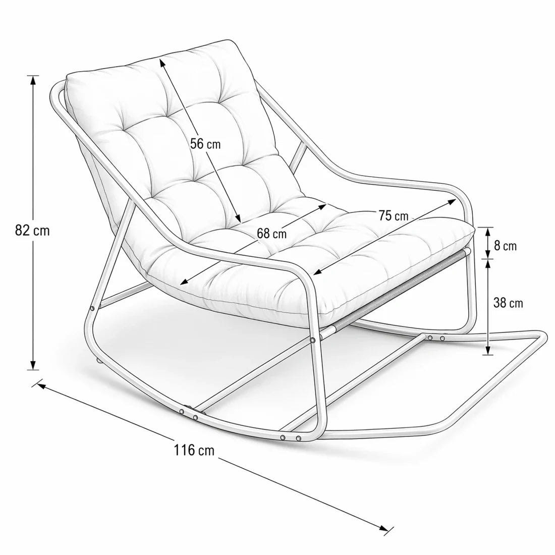 Tufted corduroy lounge rocking chair – product view 2