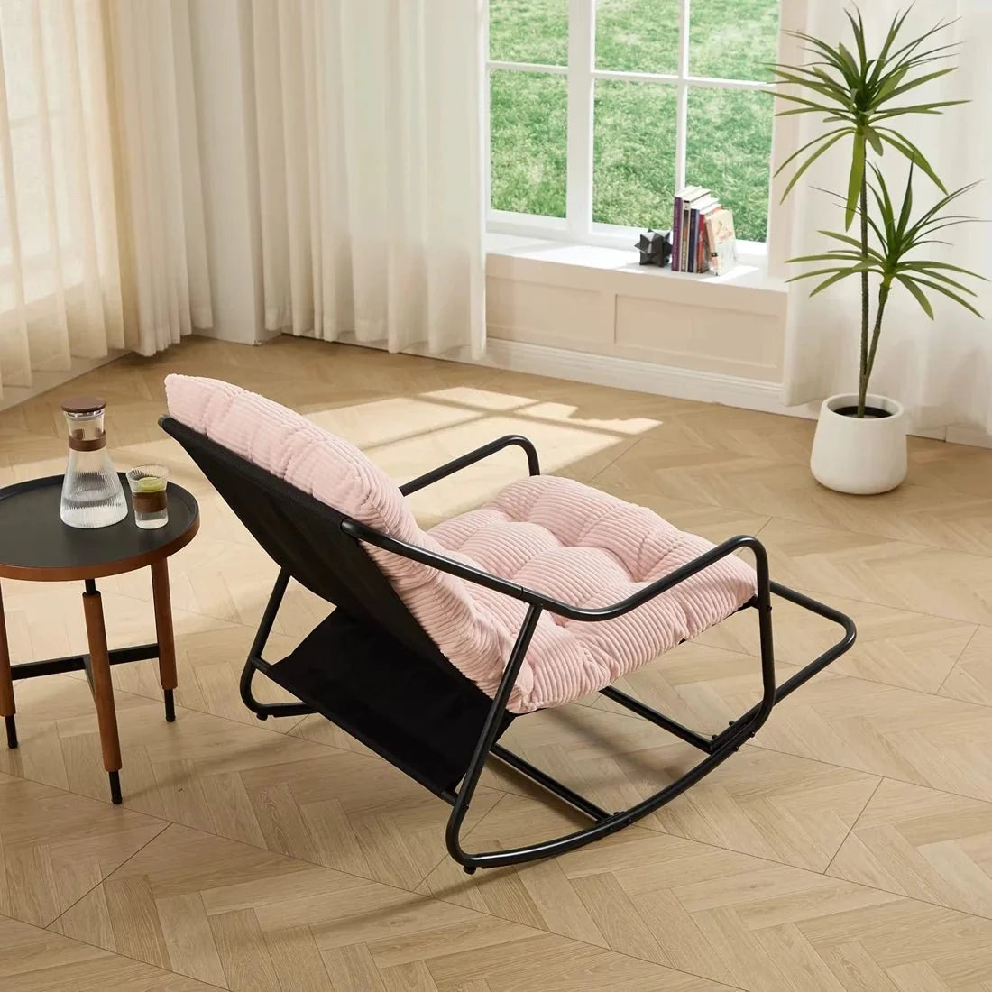 Tufted corduroy lounge rocking chair – dimensions