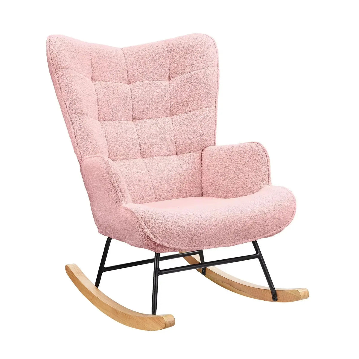 Ultra-soft teddy rocking chair – three-quarter view