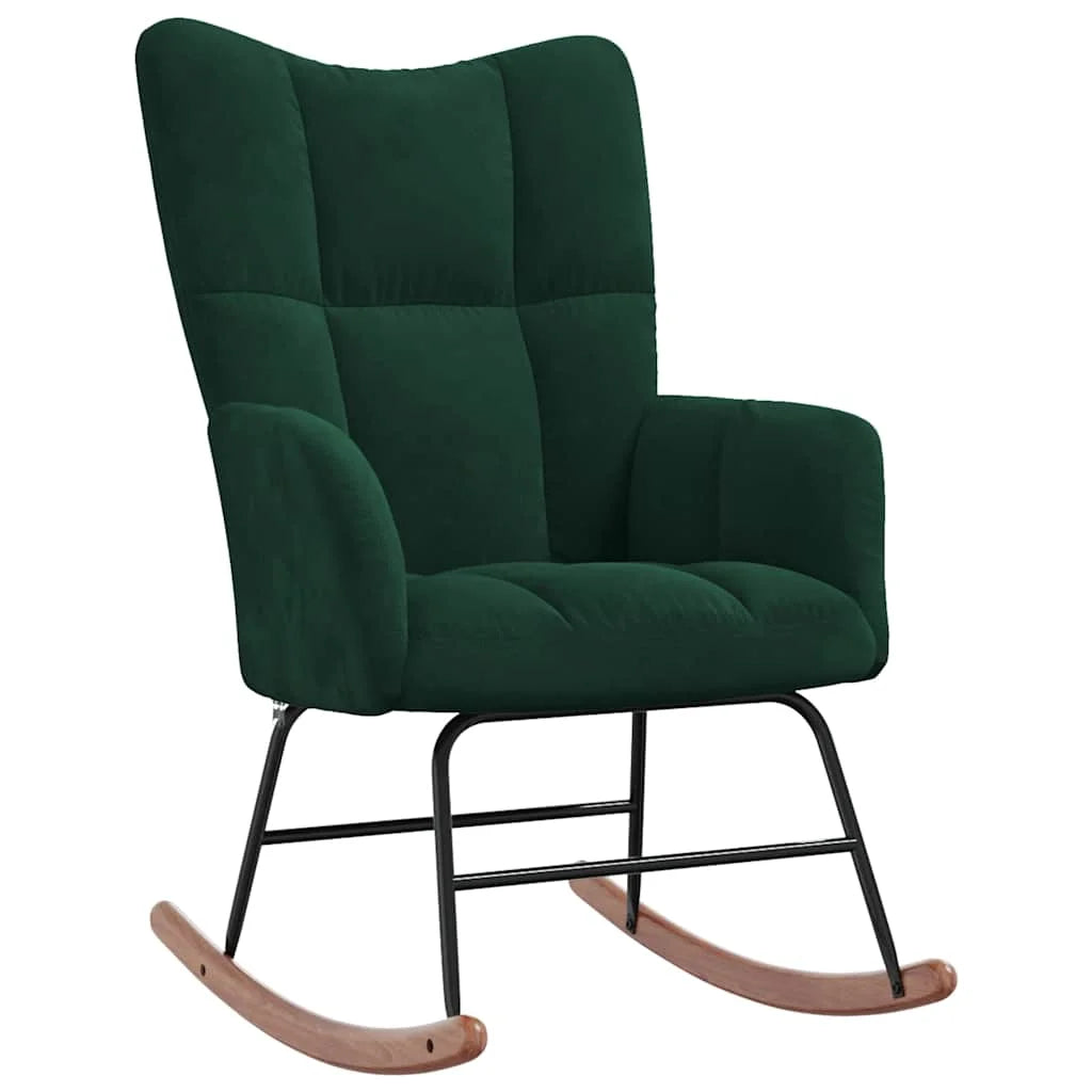 Quilted velvet rocking chair – Dark Green