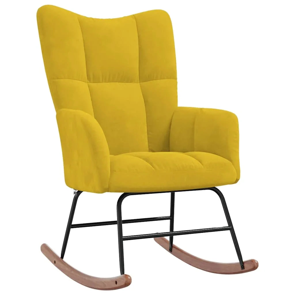 Quilted velvet rocking chair – Mustard Yellow