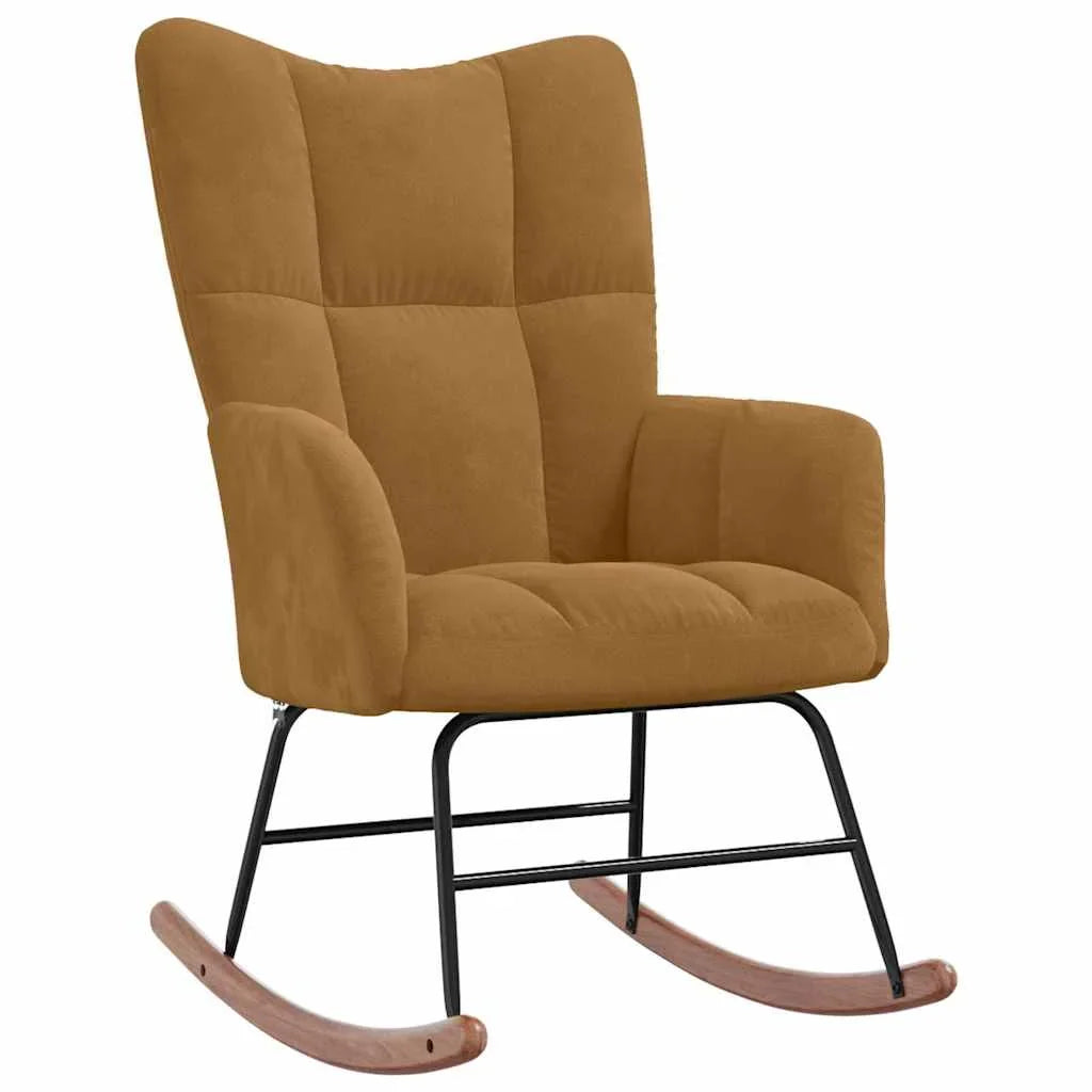 Quilted velvet rocking chair – Brown