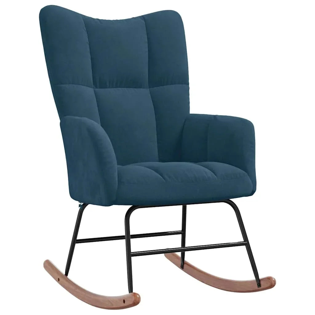 Quilted velvet rocking chair – Denim Blue