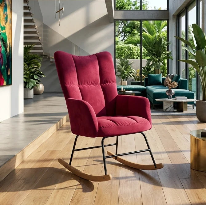 Quilted velvet rocking chair – product view