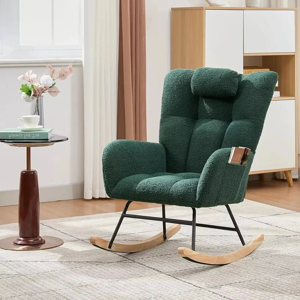 Wingback teddy rocking chair – product view 5