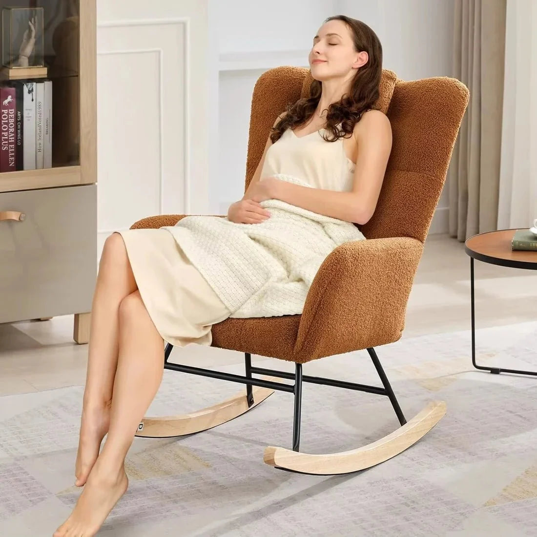 Wingback teddy rocking chair – product view 2