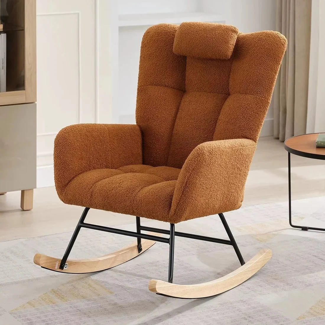 Wingback teddy rocking chair – product view Image