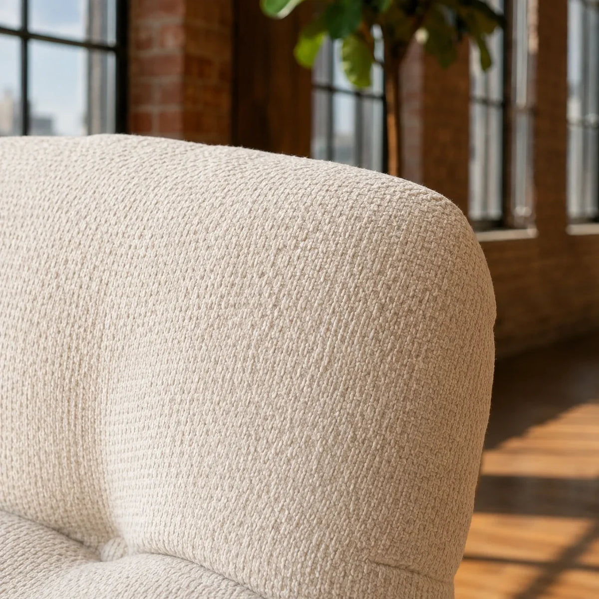 Oversized chenille reclining rocking chair – close-up detail