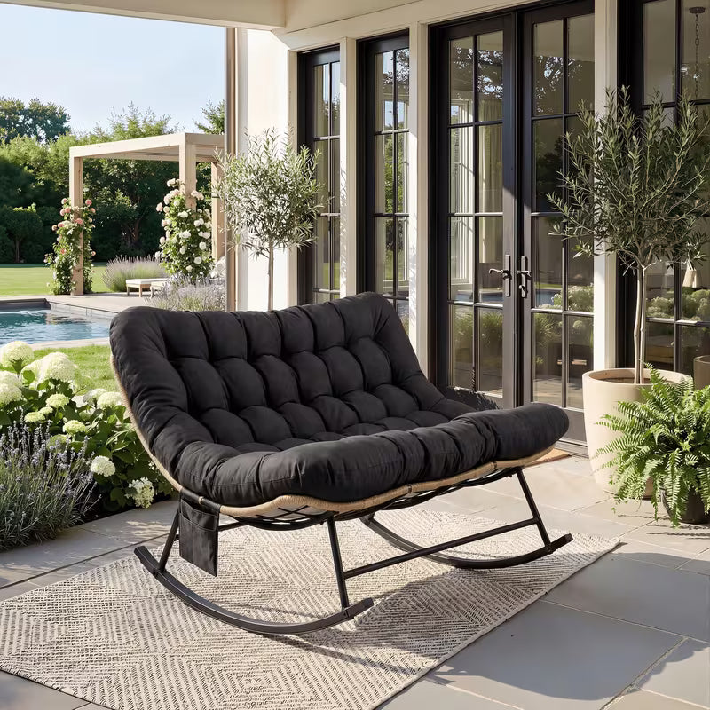 2-seater rattan rocking chair – product view 2