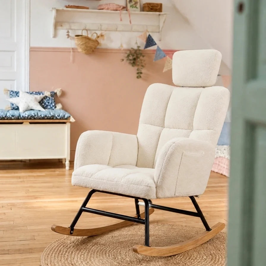 Ultra-soft nursing rocking chair with headrest – front view