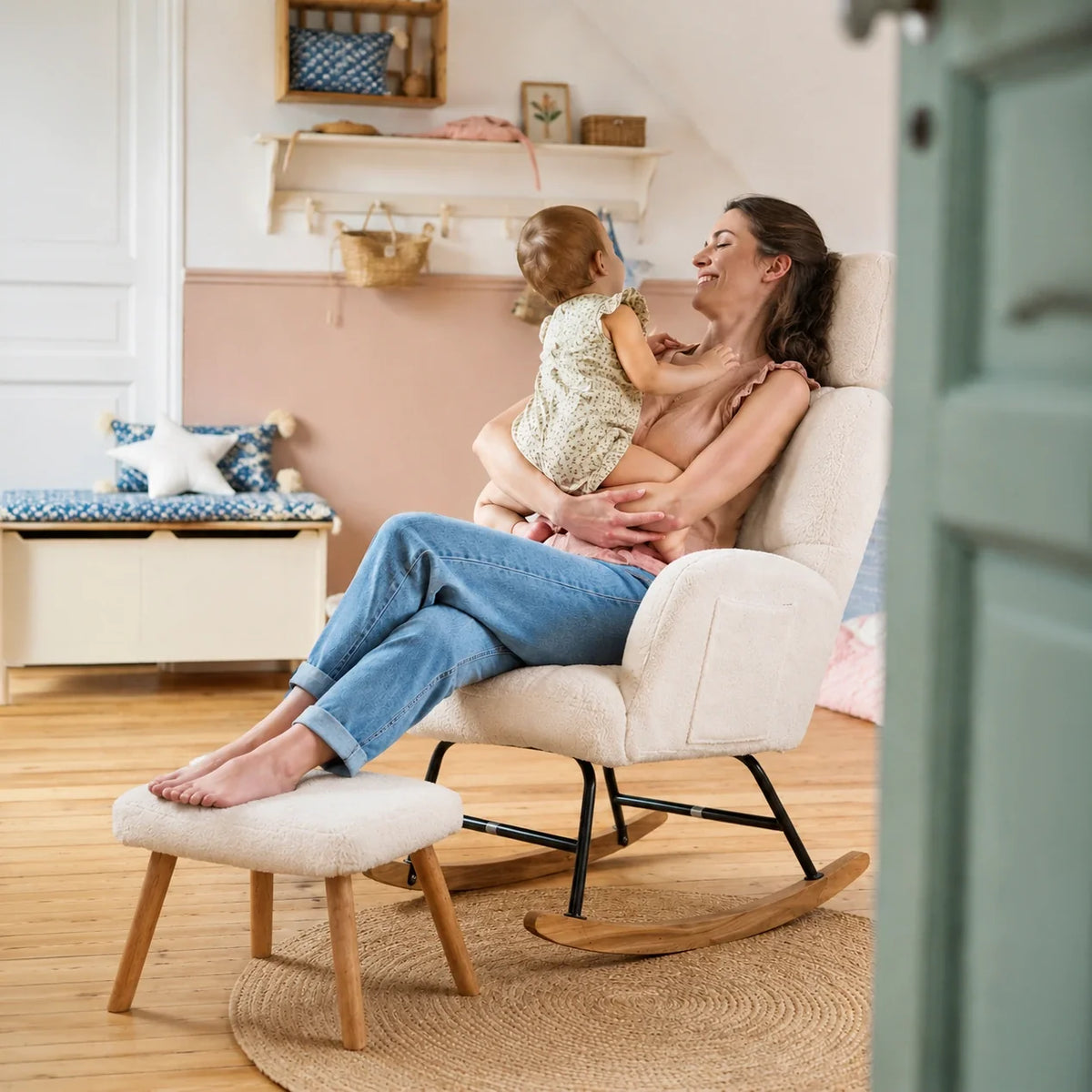 Ultra-soft nursing rocking chair with headrest – lifestyle setting 2