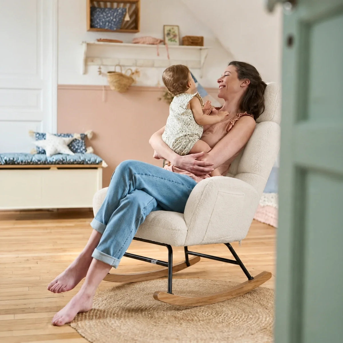 Ultra-soft nursing rocking chair with headrest – lifestyle setting