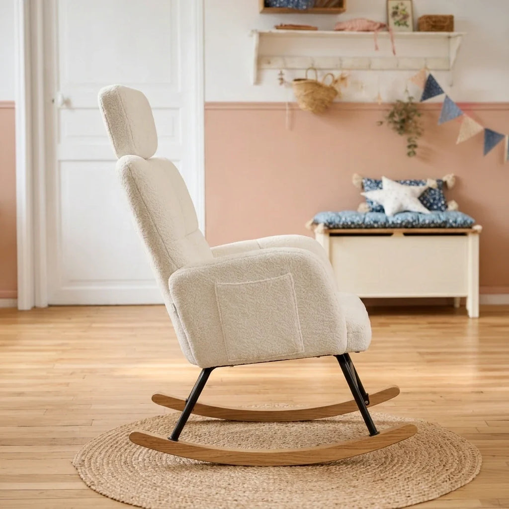 Ultra-soft nursing rocking chair with headrest – side view 2