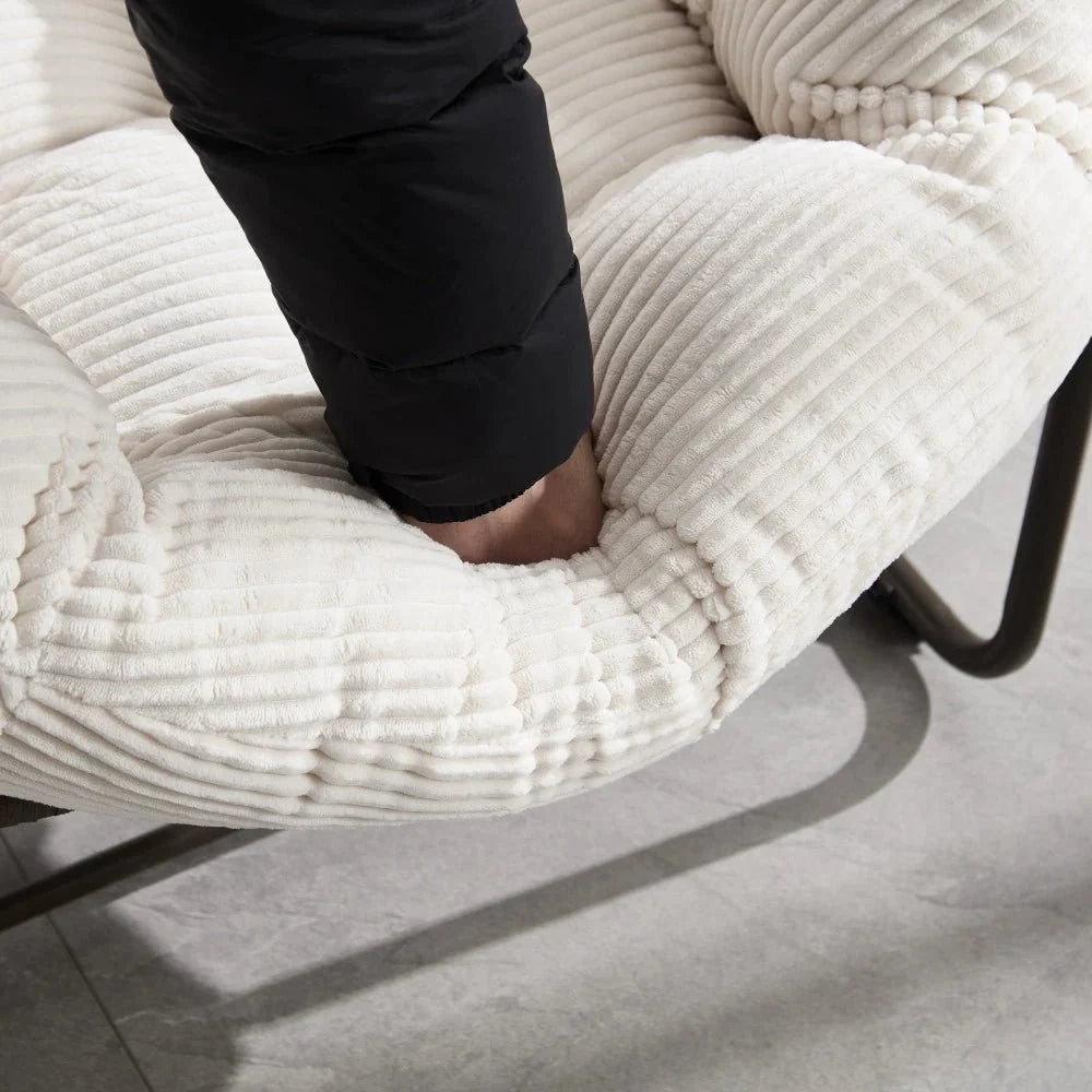 Papasan rattan rocking chair with corduroy cushion – product view