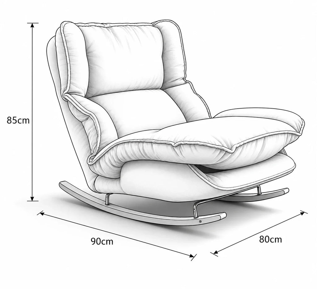 Reclining chenille lazy rocking chair – product view 2