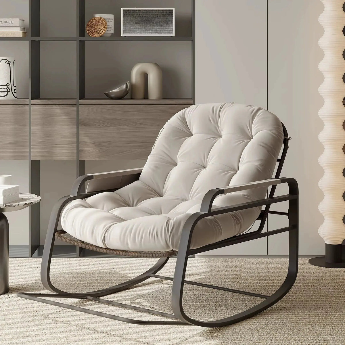 Outdoor rattan rocking chair – product view 2