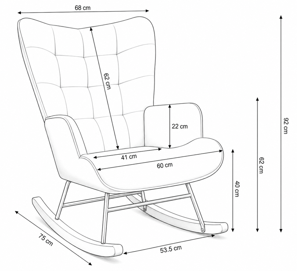 Ultra-soft teddy rocking chair – product view 2