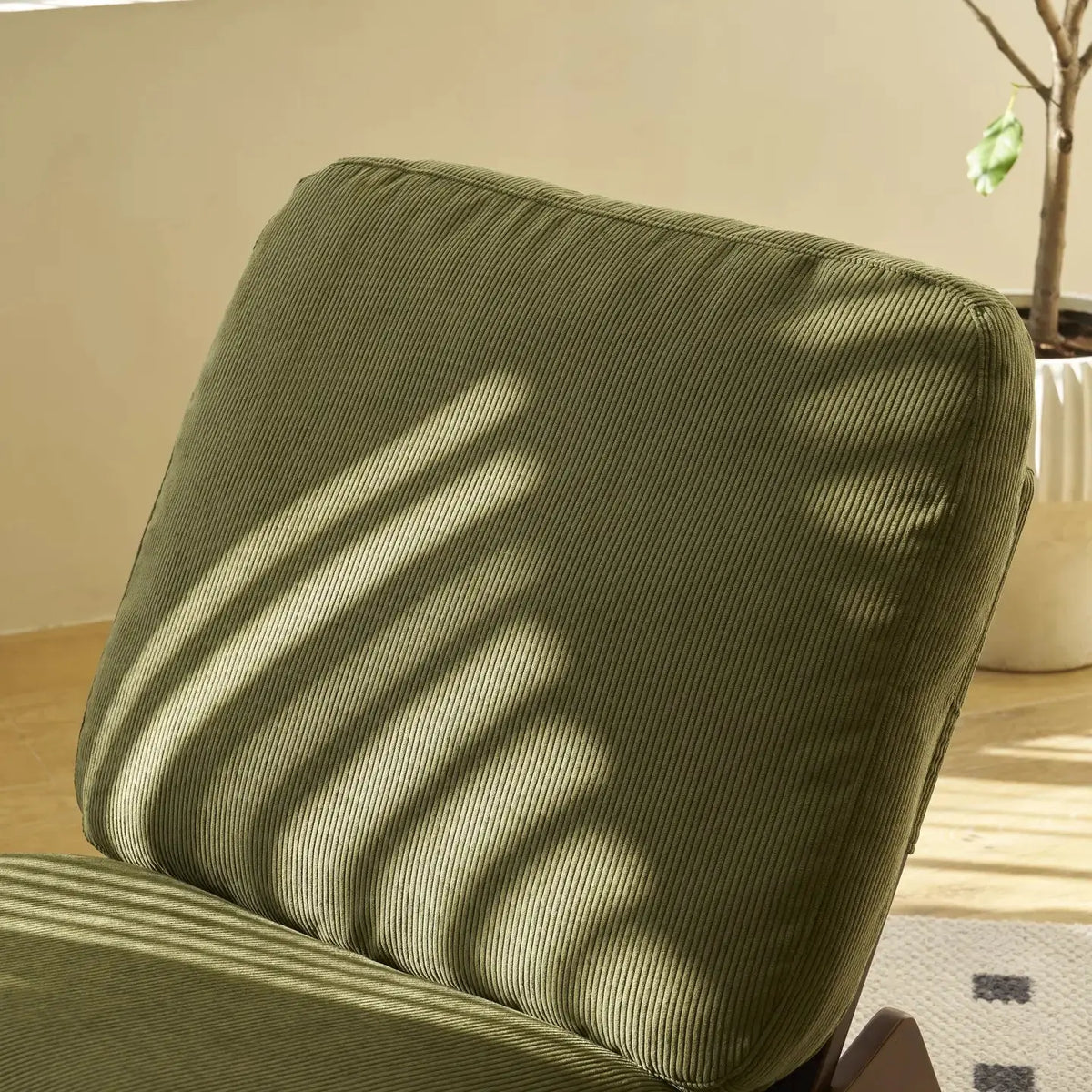 Retro corduroy rocking chair – close-up detail