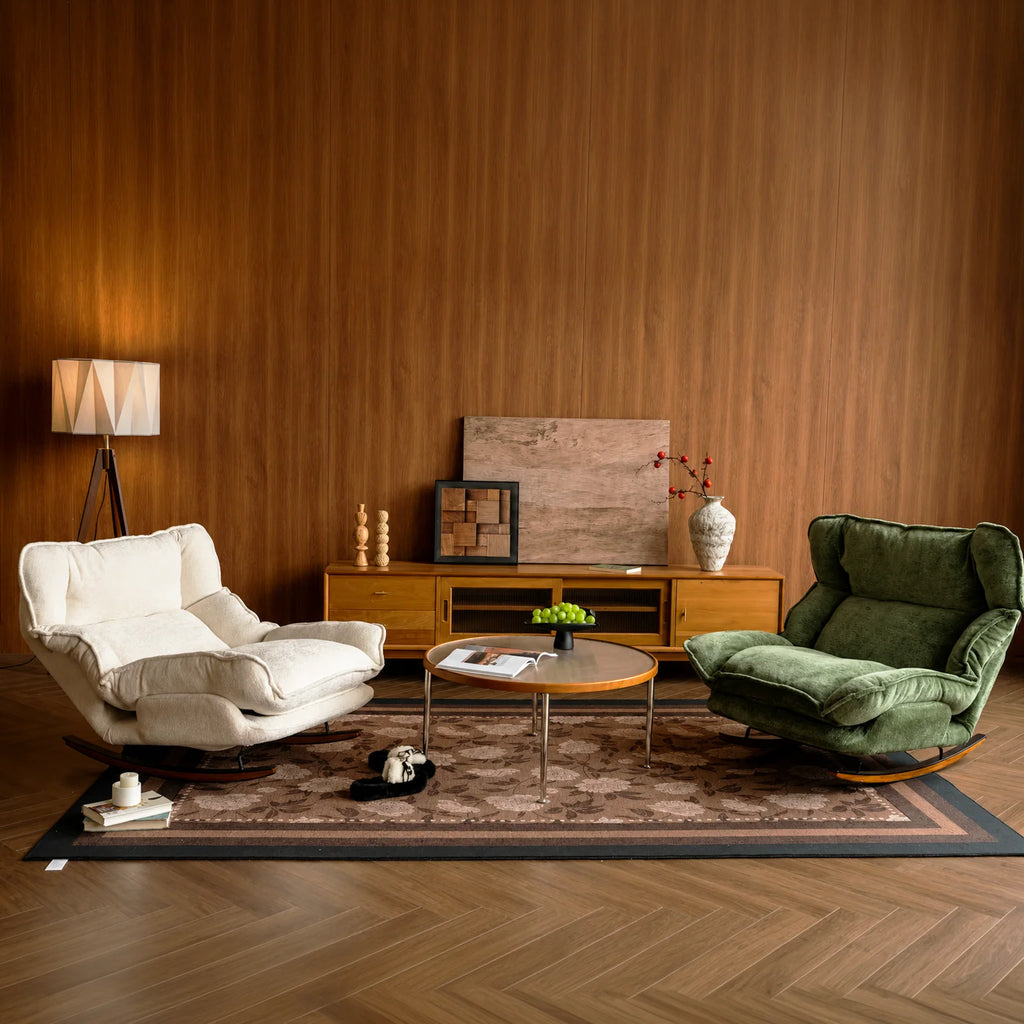 Reclining chenille lazy rocking chair – product view