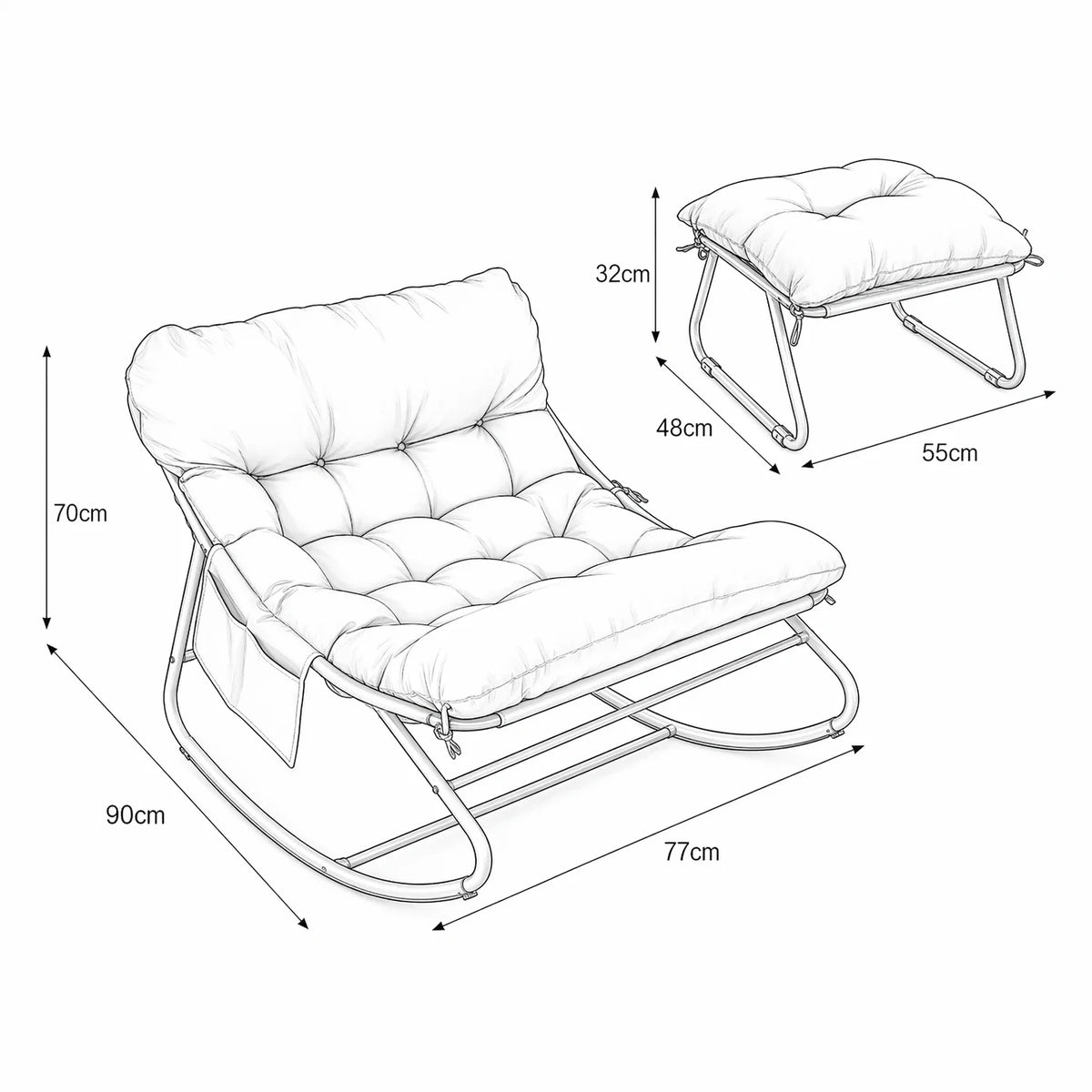 Outdoor rocking chair with waterproof cushion – product view 9