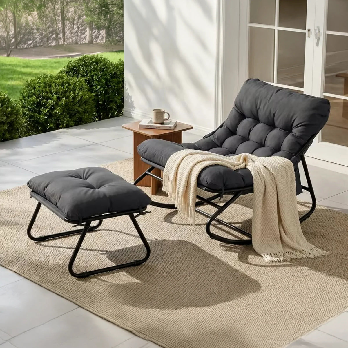 Outdoor rocking chair with waterproof cushion – product view