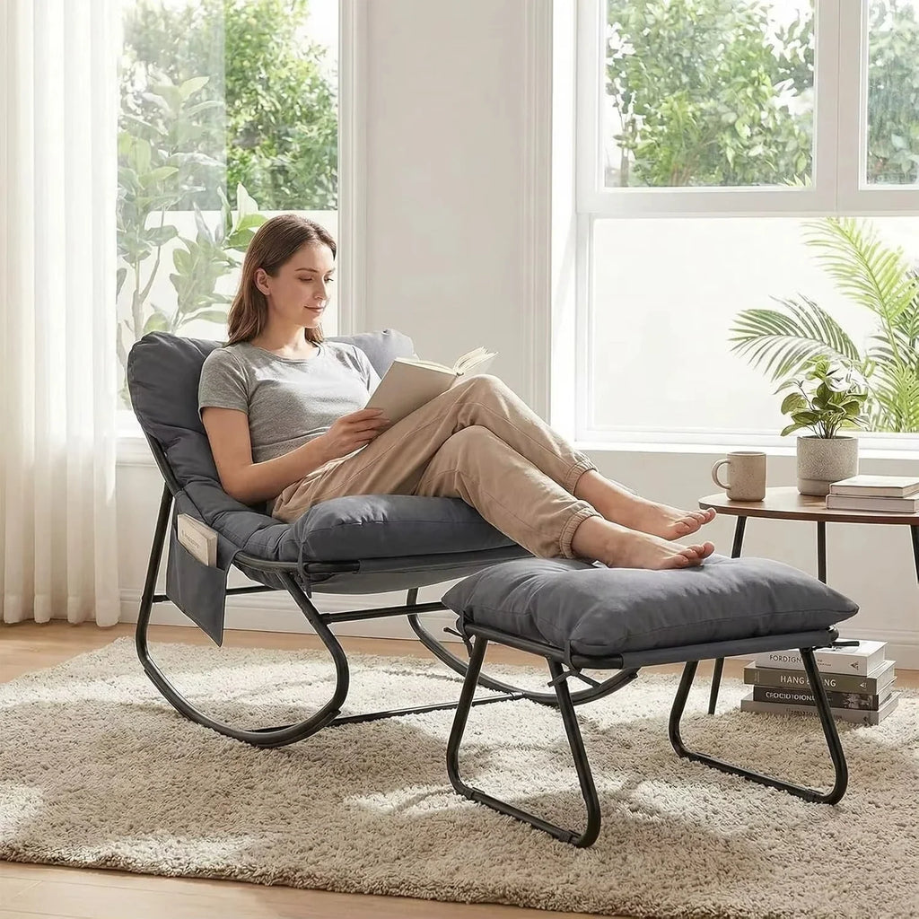 Outdoor rocking chair with waterproof cushion – product view 2
