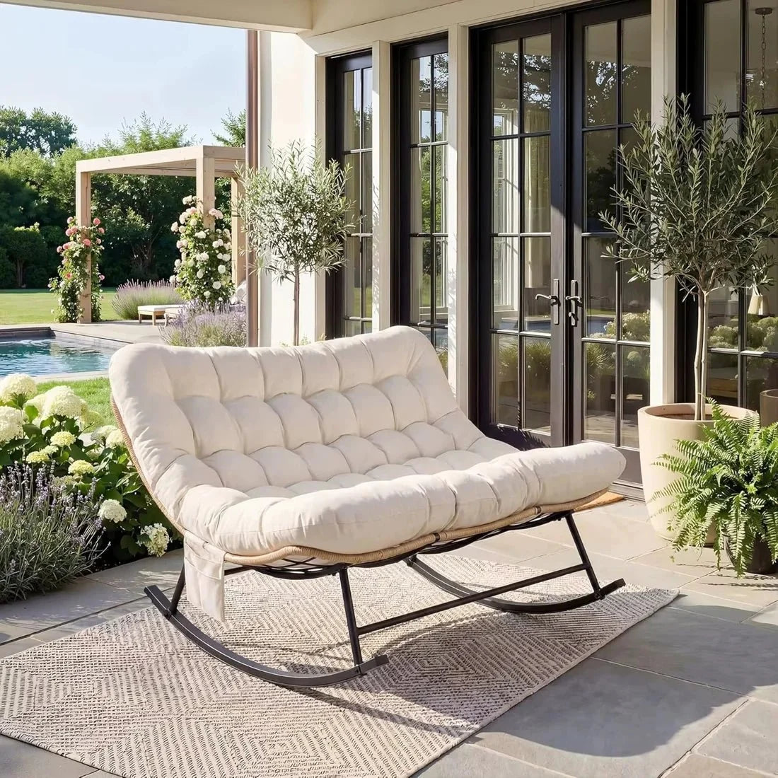 2-seater rattan rocking chair – product view