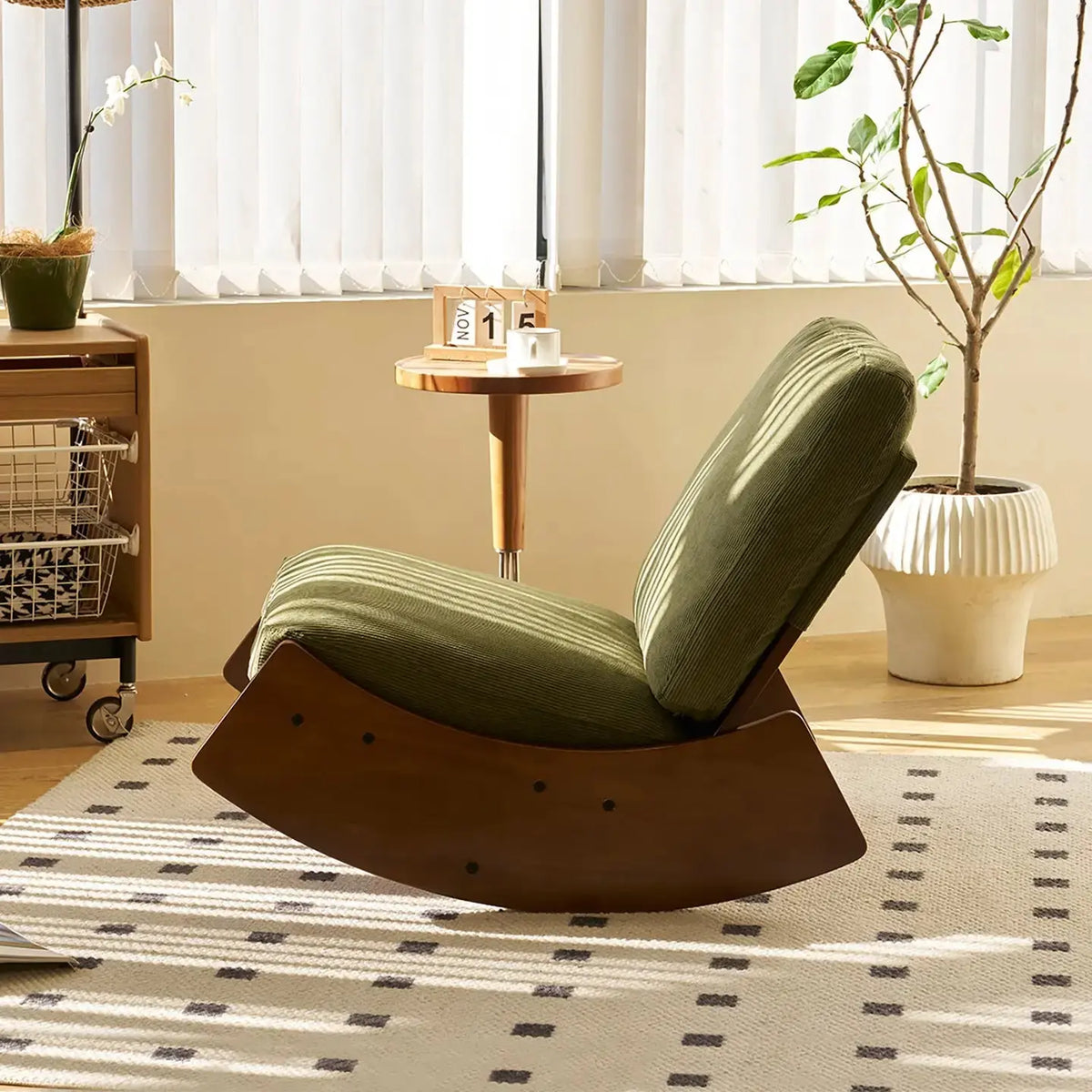 Retro corduroy rocking chair – side view