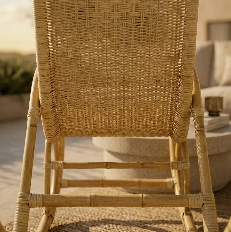 Hand-woven rattan and manau rocking chair – close-up detail 4