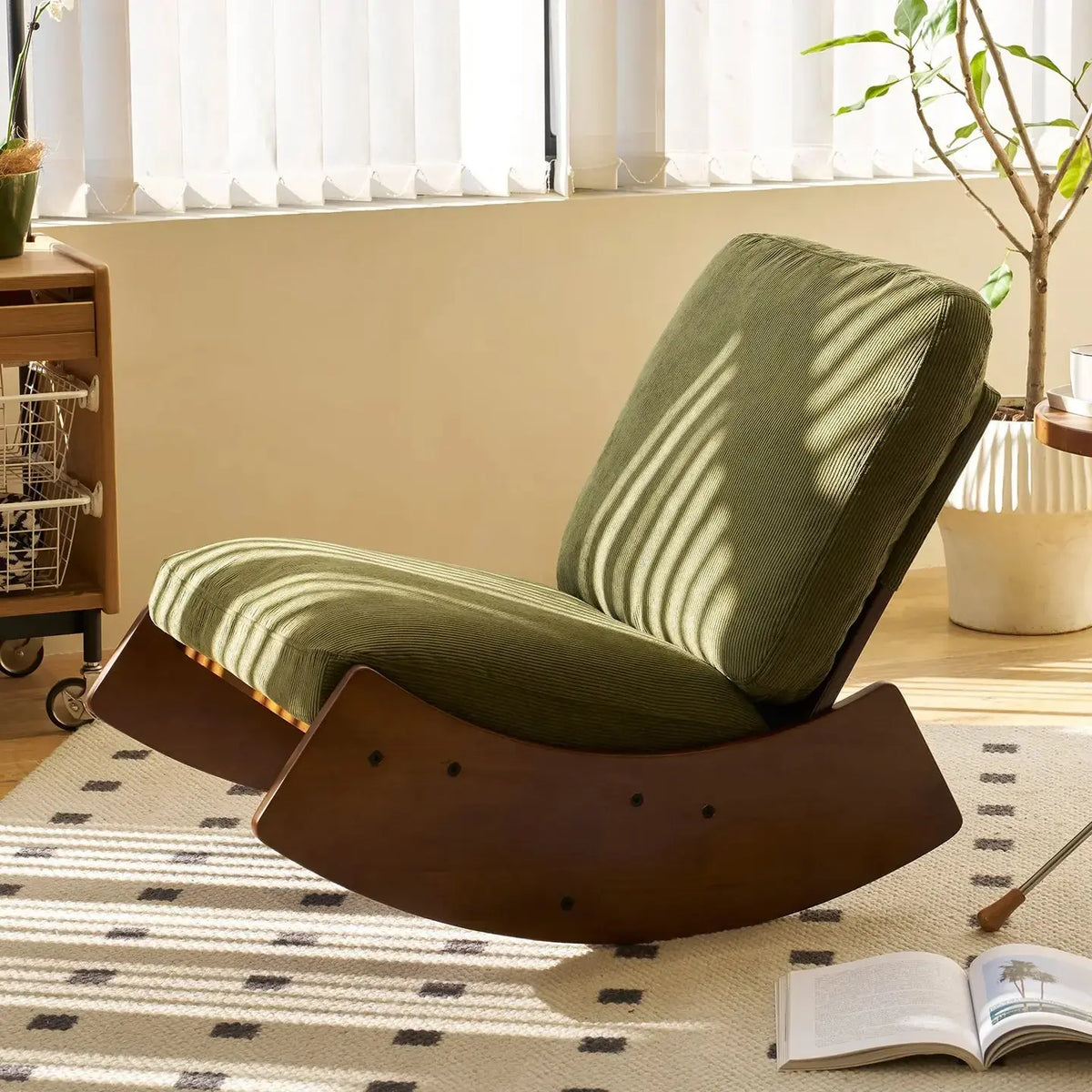 Retro corduroy rocking chair – lifestyle setting
