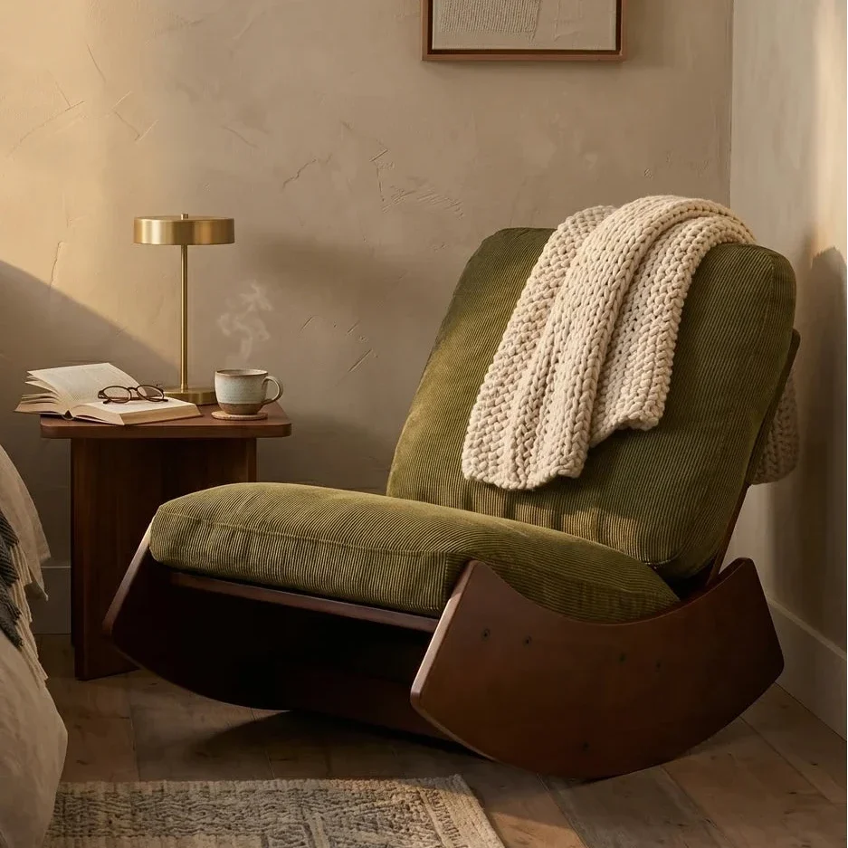 Retro corduroy rocking chair – Khaki