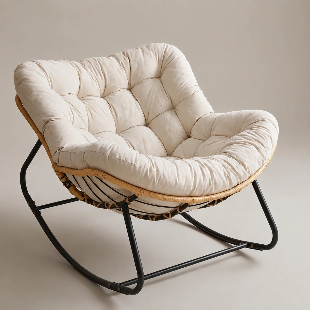 All-weather rattan rocking chair – Ecru