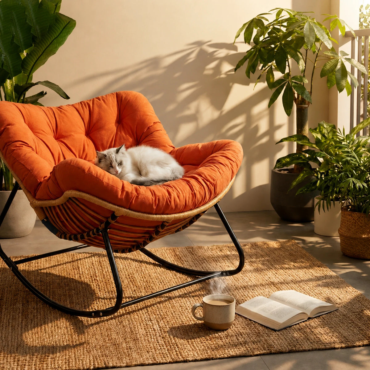 All-weather rattan rocking chair – product view