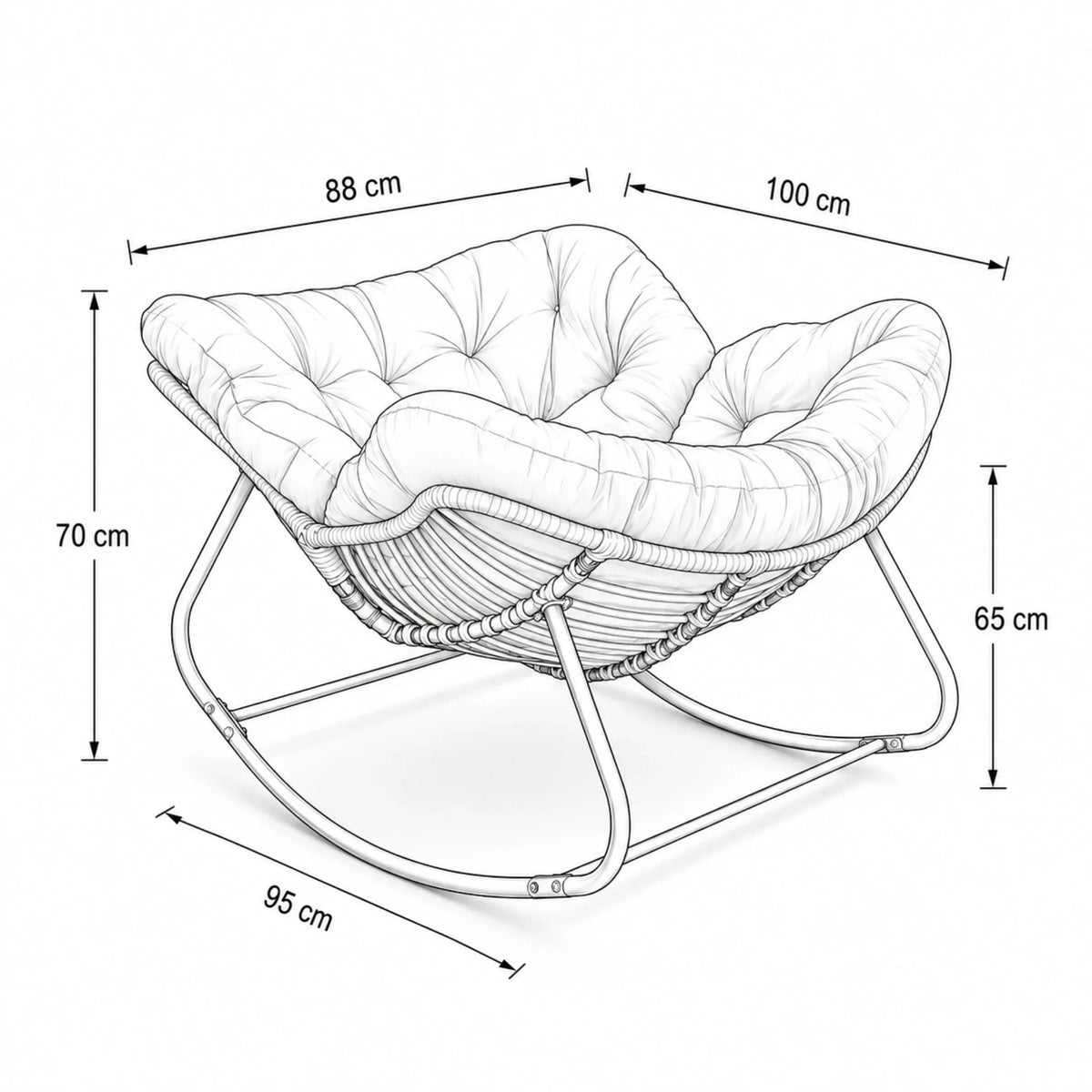 All-weather rattan rocking chair – product view 3