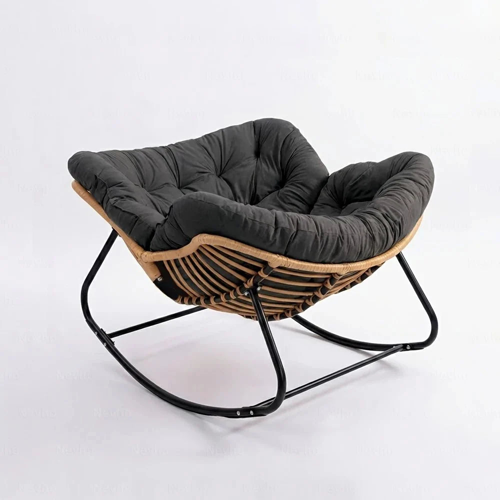 All-weather rattan rocking chair – Black