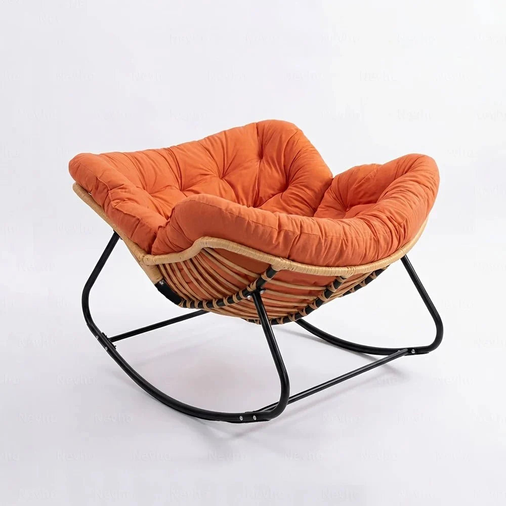 All-weather rattan rocking chair – Terracotta Orange