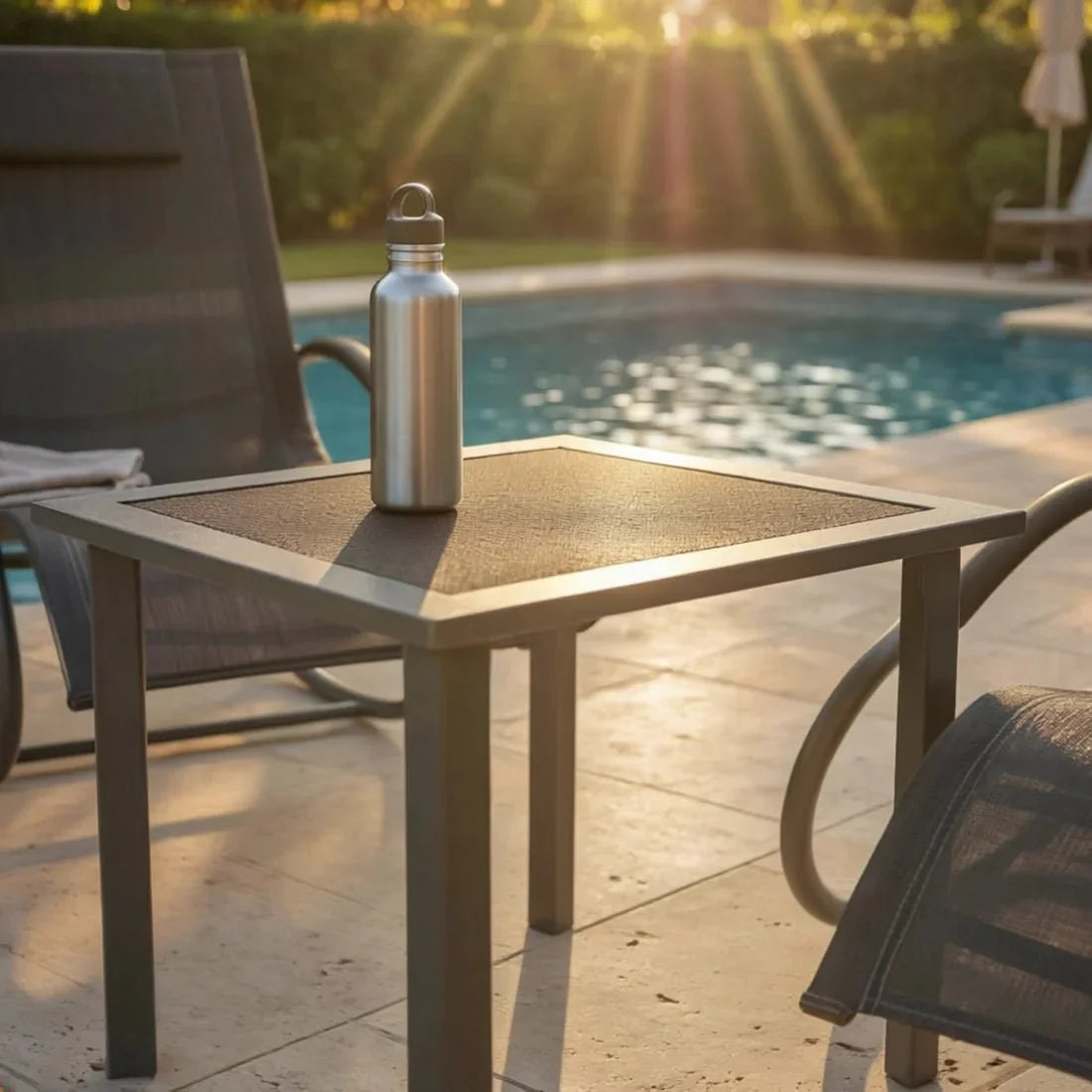 Outdoor rocking sun lounger set – close-up detail